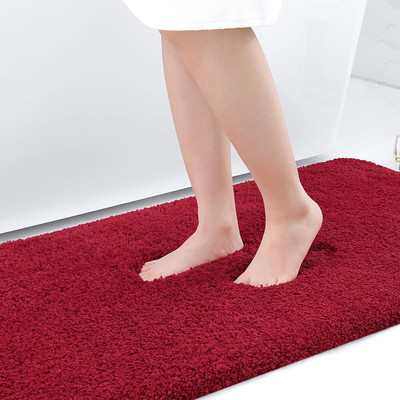 Microfiber Bathroom Mat(Doormat, Floormat - 40x60 cm, Maroon, Free)
