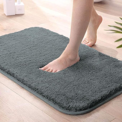 Polyester, Polycotton Floor Mat(Grey, Small)