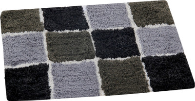 AAZEEM Cotton Door Mat(Black, Medium)