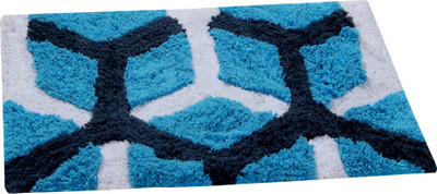 AAZEEM Cotton Door Mat(Light Blue, Medium)
