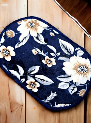 Aura Decore Velvet Door Mat(Teal : White, Medium)