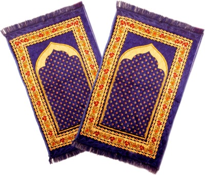 Dulhan Enterprises Polyester, Velvet Prayer Mat(Blue, Large, Pack of 2)