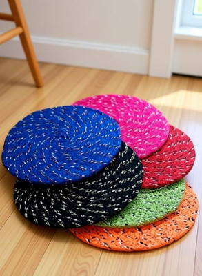 KI HOME Cotton Door Mat(Multicolor, Assorted Mat-Round Shape, Medium)