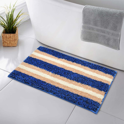 Slayy with Style Microfiber, Rubber Bathroom Mat(Brown, blue, Medium)