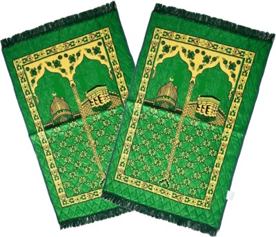 Dulhan Enterprises Polyester, Velvet Prayer Mat(Green, Large, Pack of 2)