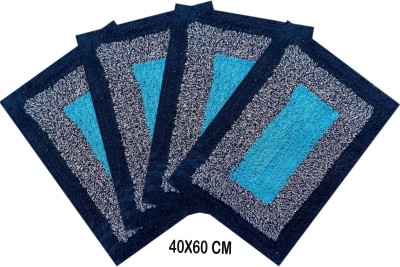MODERN FAB Microfiber, Cotton Door Mat(Blue, Medium, Pack of 4)