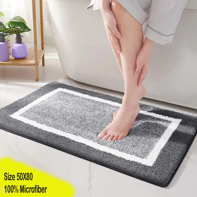 MAA HOME CONCEPT Microfiber Door Mat(Grey, Medium)