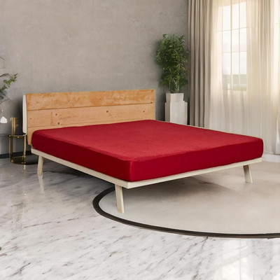 AGS ACTIVE Cotton King Fitted (Elastic) 220 TC Solid Bedsheet(Pack of 1, Maroon)