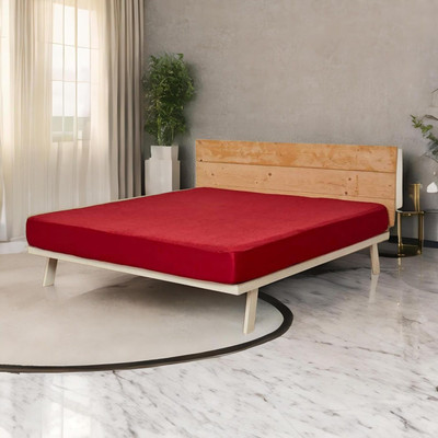 AGS ACTIVE Cotton King Fitted (Elastic) 220 TC Solid Bedsheet(Pack of 1, Red)