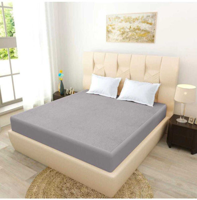 SHREENAINATH Elastic Strap Queen Size Breathable, Stretchable, Waterproof Mattress Cover(Grey)