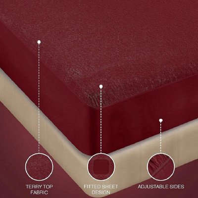 Ultrasleep King Size Fitted Terry Cotton Breathable, Waterproof Mattress Cover(Maroon)