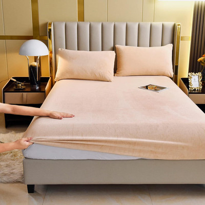 ComfoBuddy Single Size Fitted Terry Cotton Waterproof, Stretchable, Breathable Mattress Cover(Beige)