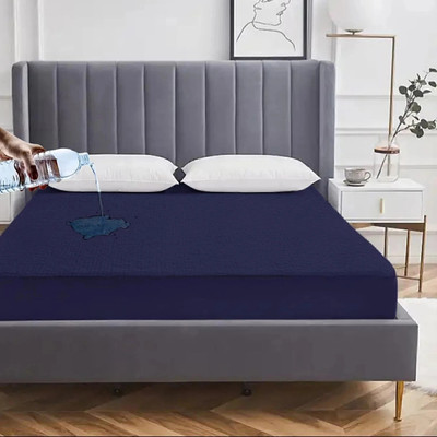 Blufurn Fitted King Size Breathable, Stretchable, Waterproof Mattress Cover(Blue)