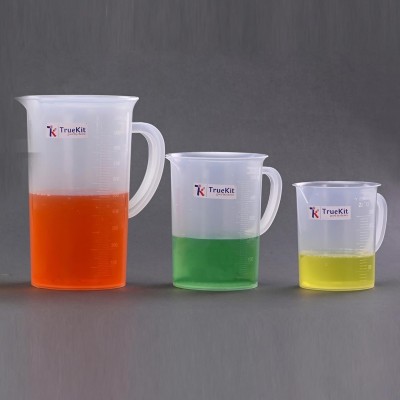 TRUEKIT Transparent Plastic Measuring Jug with Graduation Mark (Pack of 1) Measuring Cup(250 ml, 500 ml, 1000 ml)