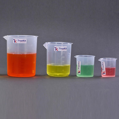 TRUEKIT Transparent Plastic Measuring Beaker with Graduation Mark (Pack of 1) Measuring Cup(50 ml, 100 ml, 250 ml, 500 ml)