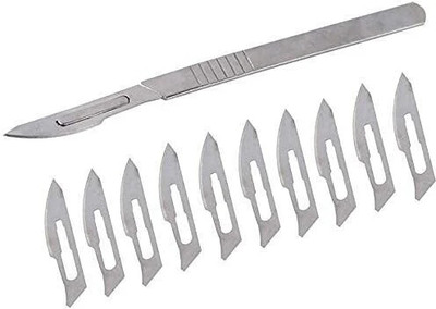 mediwave Surgical Blade Scalpel Blade NO_23- 10 Pcs with BP Handle No.4 Utility Forceps