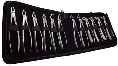 mediwave Stainless Steel Dental Forcep Set of 12 Piece for Extraction of Tooth Utility Forceps
