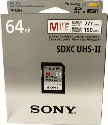 SONY 64GB SDXC UHS-II M Series Read 277 MB/S Write up to 150 MB/s Class 10 SD Memory Card M 64 GB SDXC UHS-I Card Class 10 150 MB/s Memory Card Compatible with Camera, Computer, Gaming Console SONY 64GB SDXC UHS-II M Series Read 277 MB/S Write up to 150 MB/s Class 10 SD Memory Card M 64 GB SDXC UHS-I Card Class 10 150 MB/s Memory Card Compatible with Camera, Computer, Gaming Console