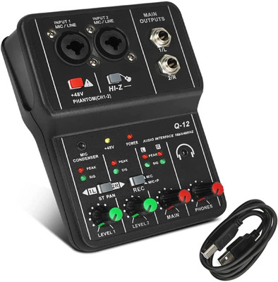 Mocking Bird Q12 2Channel Audio Mixer USB Sound Card Audio Interface For Recording Studio Digital Sound Mixer