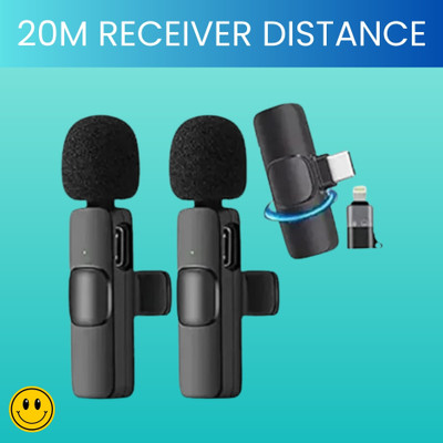 GUGGU K9 Wireless Microphone Receiver With Recording Clip Mic for Youtube/VloggingI160 Microphone
