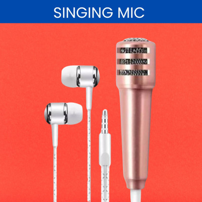 GUGGU Singing Microphone Dynamic & Stereo Earphone Compatible with all smart PhoneF16 Microphone