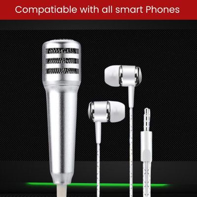 FRONY Singing Microphone Dynamic & Stereo Earphone Compatible with all smart PhoneX452 Microphone