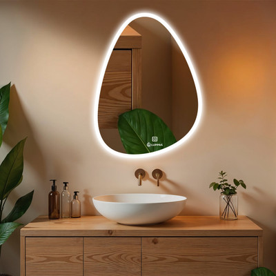 LUPPRA Decorative LED Wall Mirror with touch sensor for Bathroom Living Rooms Corridor Bathroom Mirror(Abstract Finish : Polished)