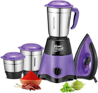 Moonstruck Juicer Mixer Grinder 750 W Juicer Mixer Grinder(Star Purple 750W Mixer Grinder & 1100W Dry Iron | 3 Jars (Purple) | 3 Jars | Purple)