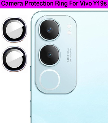 krezee Back Camera Lens Ring Guard Protector for Vivo Y19s [ Silver Metal Ring with 9H Glass] Set of 1(Pack of: 2)