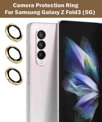 ZYXO Back Camera Lens Ring Guard Protector for Samsung Galaxy Z Fold3 5G [Gold Metal Alloy Camera Ring with Glass] Set of 1(Pack of: 3)