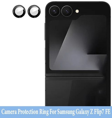 DC DEAL CLUES Back Camera Lens Ring Guard Protector for Samsung Galaxy Z Flip7 FE [ Black Metal Alloy Camera Ring with Glass] Set of 1(Pack of: 2)