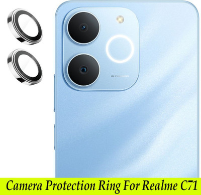ZYXO Back Camera Lens Ring Guard Protector for Realme C71 [ Silver Metal Ring with 9H Glass] Set of 1(Pack of: 2)