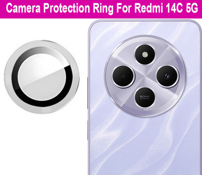 KREZEE Back Camera Lens Ring Guard Protector for Redmi 14C 5G [ Silver Metal Ring with 9H Glass] Set of 1(Pack of: 1)