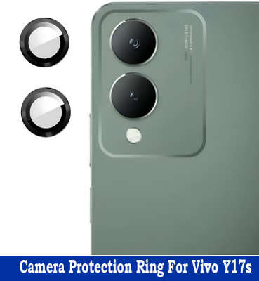 KREZEE Back Camera Lens Ring Guard Protector for Vivo Y17s [Black Metal Alloy Camera Ring with 9H Glass] Set of 1(Pack of: 2)