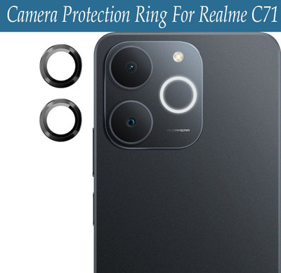 DC DEAL CLUES Back Camera Lens Ring Guard Protector for Realme C71 [ Black Metal Ring with 9H Glass] Set of 1(Pack of: 2)