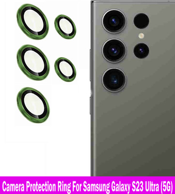 ZYXO Back Camera Lens Glass Protector for Samsung Galaxy S23 Ultra 5G [Green Metal Alloy Camera Ring with Glass] Set of 1(Pack of: 5)