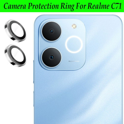 KREZEE Back Camera Lens Ring Guard Protector for Realme C71 [ Silver Metal Ring with 9H Glass] Set of 1(Pack of: 2)