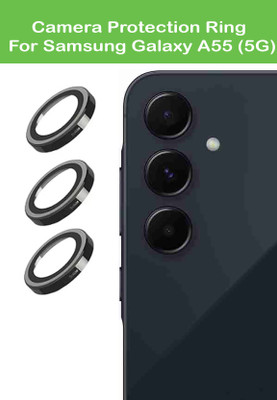 ZYXO Back Camera Lens Ring Guard Protector for Samsung Galaxy A55 5G [Black Metal Alloy Camera Ring with 9H Glass] Set of 1(Pack of: 1)