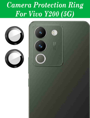ZYXO Back Camera Lens Ring Guard Protector for Vivo Y200 5G [Black Metal Alloy Camera Ring with 9H Glass] Set of 1(Pack of: 2)