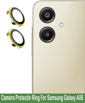 ZYXO Back Camera Lens Glass Protector for Samsung Galaxy A06 [Gold Metal Alloy Camera Ring with 9H Glass] Set of 1(Pack of: 2)