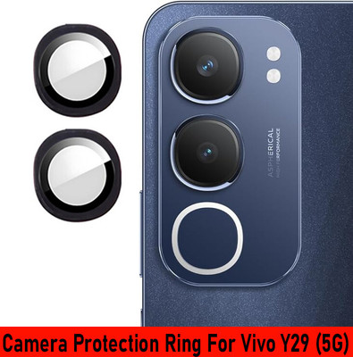 ZYXO Back Camera Lens Ring Guard Protector for Vivo Y29 5G [Black Metal Alloy Camera Ring with 9H Glass] Set of 1(Pack of: 2)