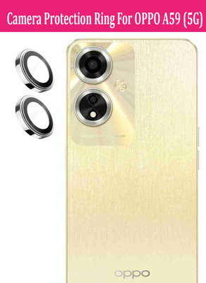KREZEE Back Camera Lens Ring Guard Protector for OPPO A59 5G [Silver Metal Alloy Camera Ring with 9H Glass] Set of 1(Pack of: 1)