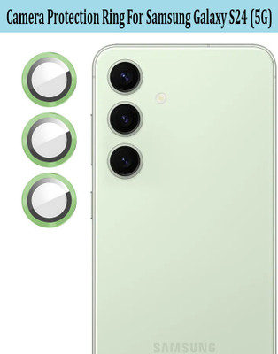 KREZEE Back Camera Lens Ring Guard Protector for Samsung Galaxy S24 5G [Green Metal Alloy Camera Ring with 9H Glass] Set of 1(Pack of: 3)