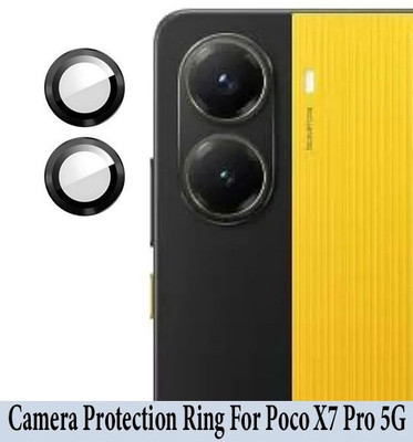 ZYXO Back Camera Lens Ring Guard Protector for Poco X7 Pro 5G [ Black Metal Ring with 9H Glass] Set of 1(Pack of: 2)