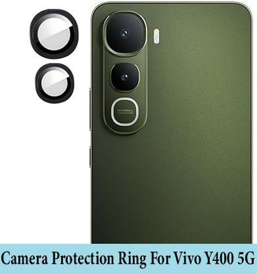 ZYXO Back Camera Lens Ring Guard Protector for Vivo Y400 5G [ Black Metal Alloy Camera Ring with Glass] Set of 1(Pack of: 2)