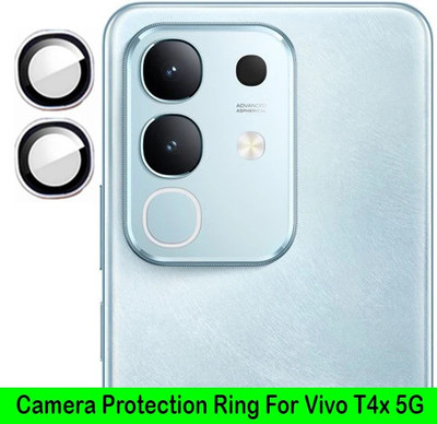 KREZEE Back Camera Lens Ring Guard Protector for Vivo T4x 5G [ Silver Metal Ring with 9H Glass] Set of 1(Pack of: 2)