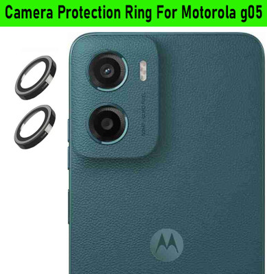 KREZEE Back Camera Lens Ring Guard Protector for Motorola g05 [Black Metal Ring with Glass] Set of 1(Pack of: 2)