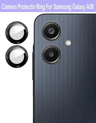 ZYXO Back Camera Lens Glass Protector for Samsung Galaxy A06 [Black Metal Alloy Camera Ring with 9H Glass] Set of 1(Pack of: 2)