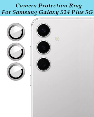 ZYXO Back Camera Lens Ring Guard Protector for Samsung Galaxy S24 Plus 5G [Grey Metal Alloy Camera Ring with Glass] Set of 1(Pack of: 3)