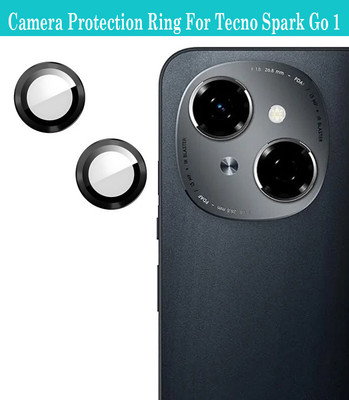 ZYXO Back Camera Lens Glass Protector for Tecno Spark Go 1 [Black Metal Alloy Camera Ring with 9H Glass] Set of 1(Pack of: 2)